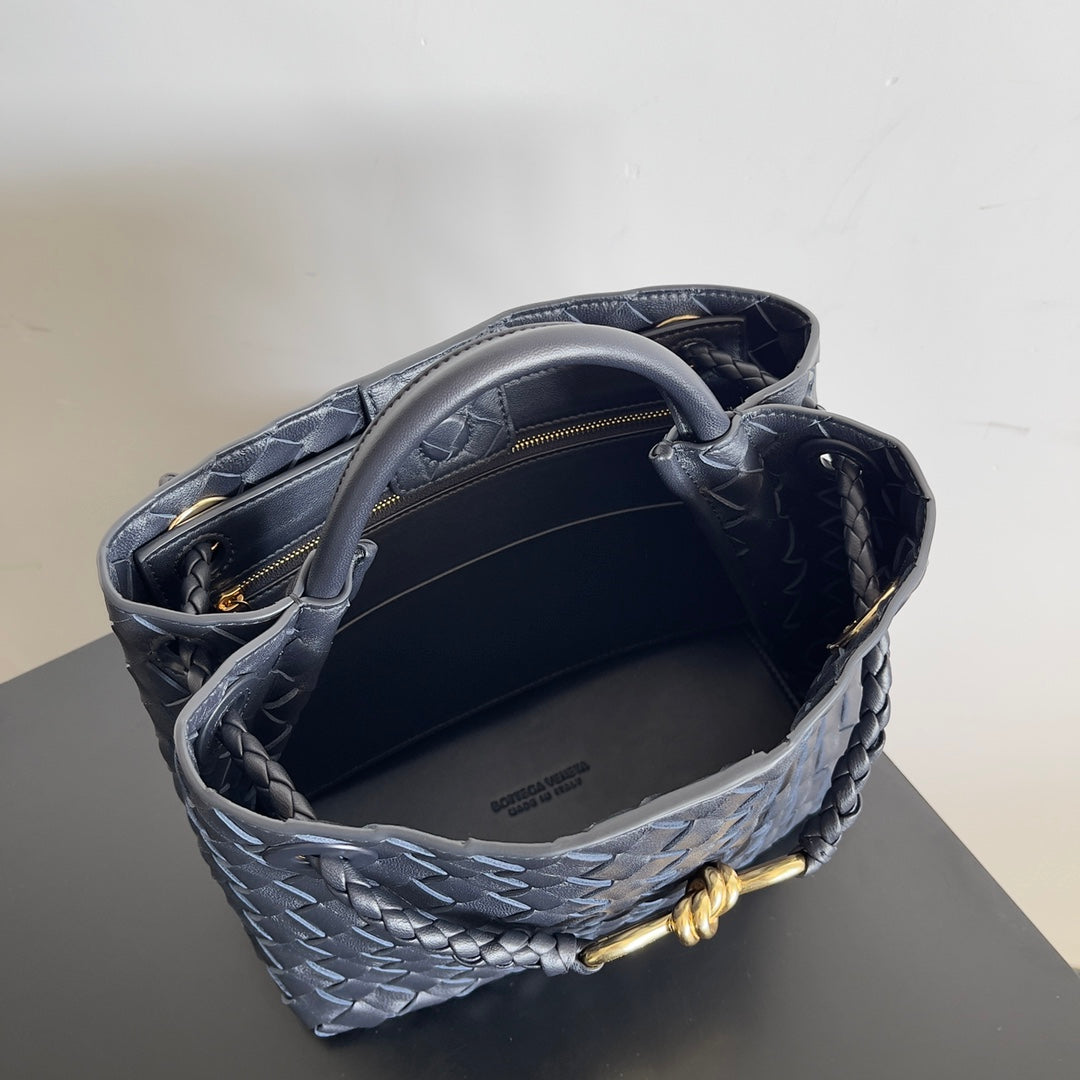 Bottega Veneta Small Andiamo Bag 743568 Lambskin Navy Blue