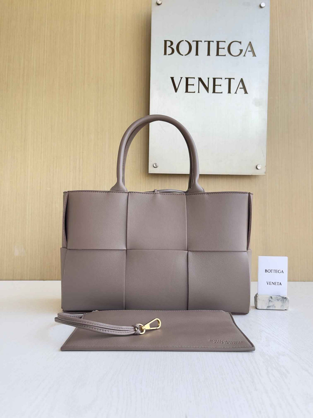 Bottega Veneta Small Arco Tote Bag 652867 Calfskin Khaki