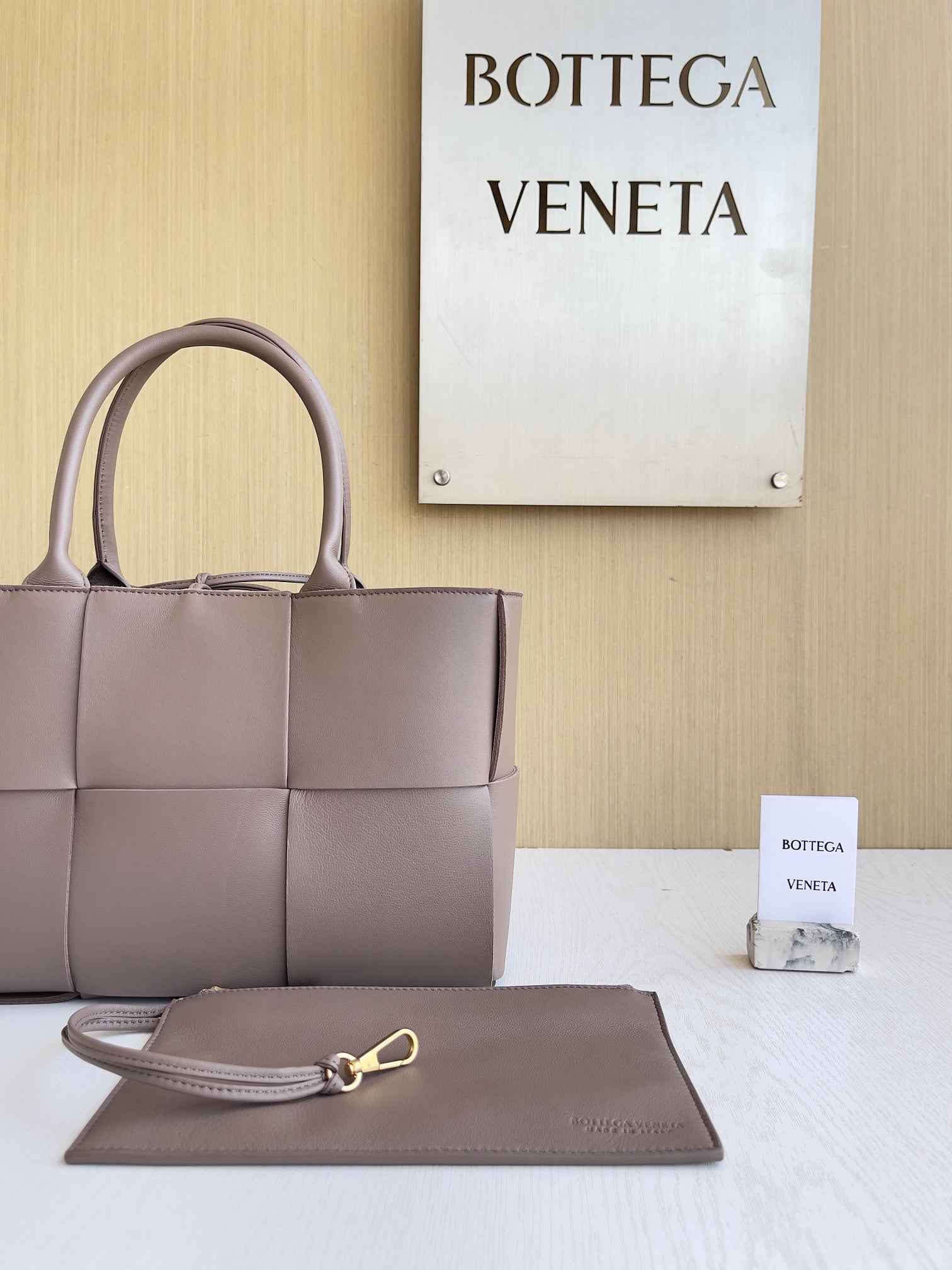Bottega Veneta Small Arco Tote Bag 652867 Calfskin Khaki