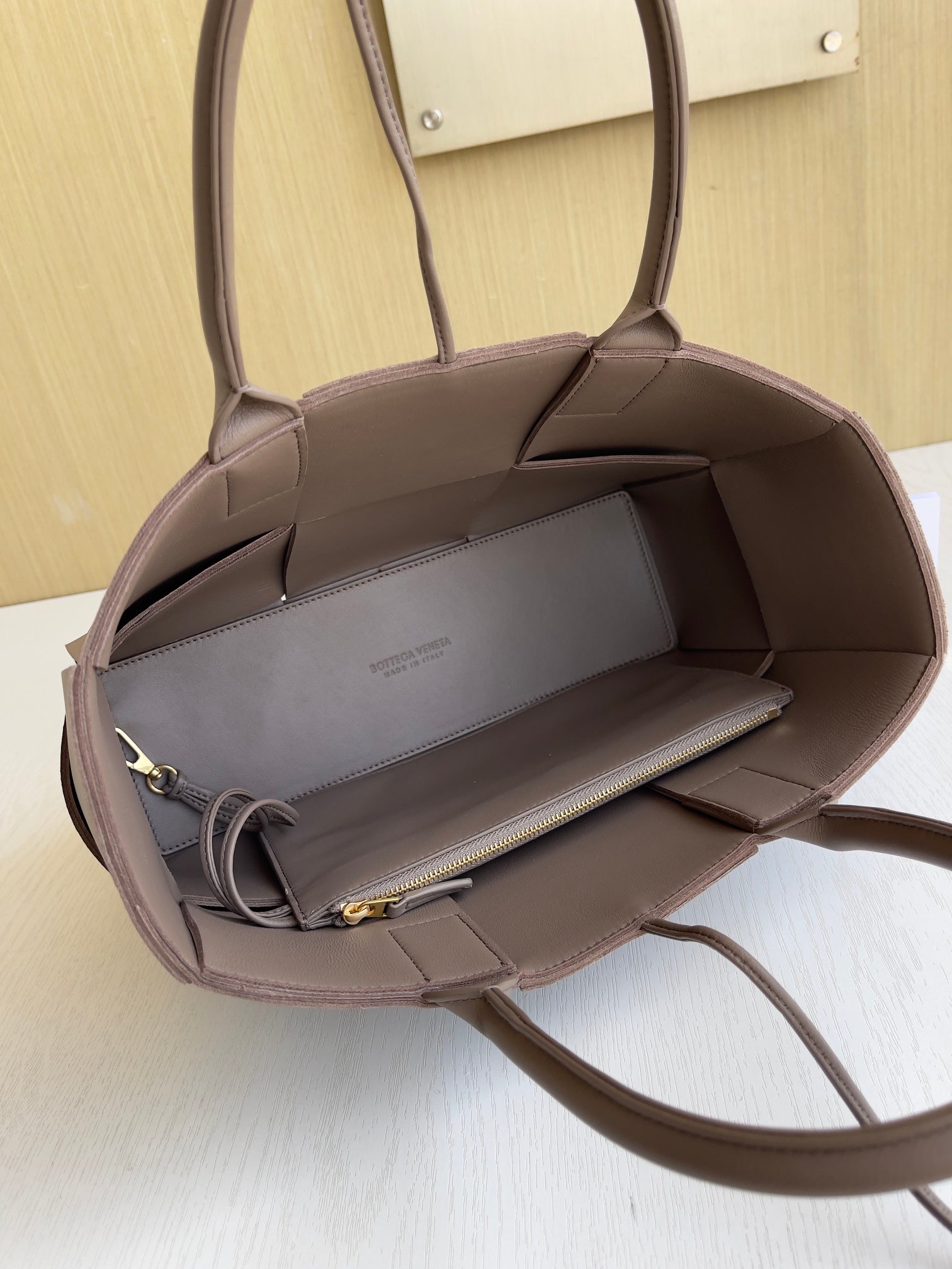 Bottega Veneta Small Arco Tote Bag 652867 Calfskin Khaki