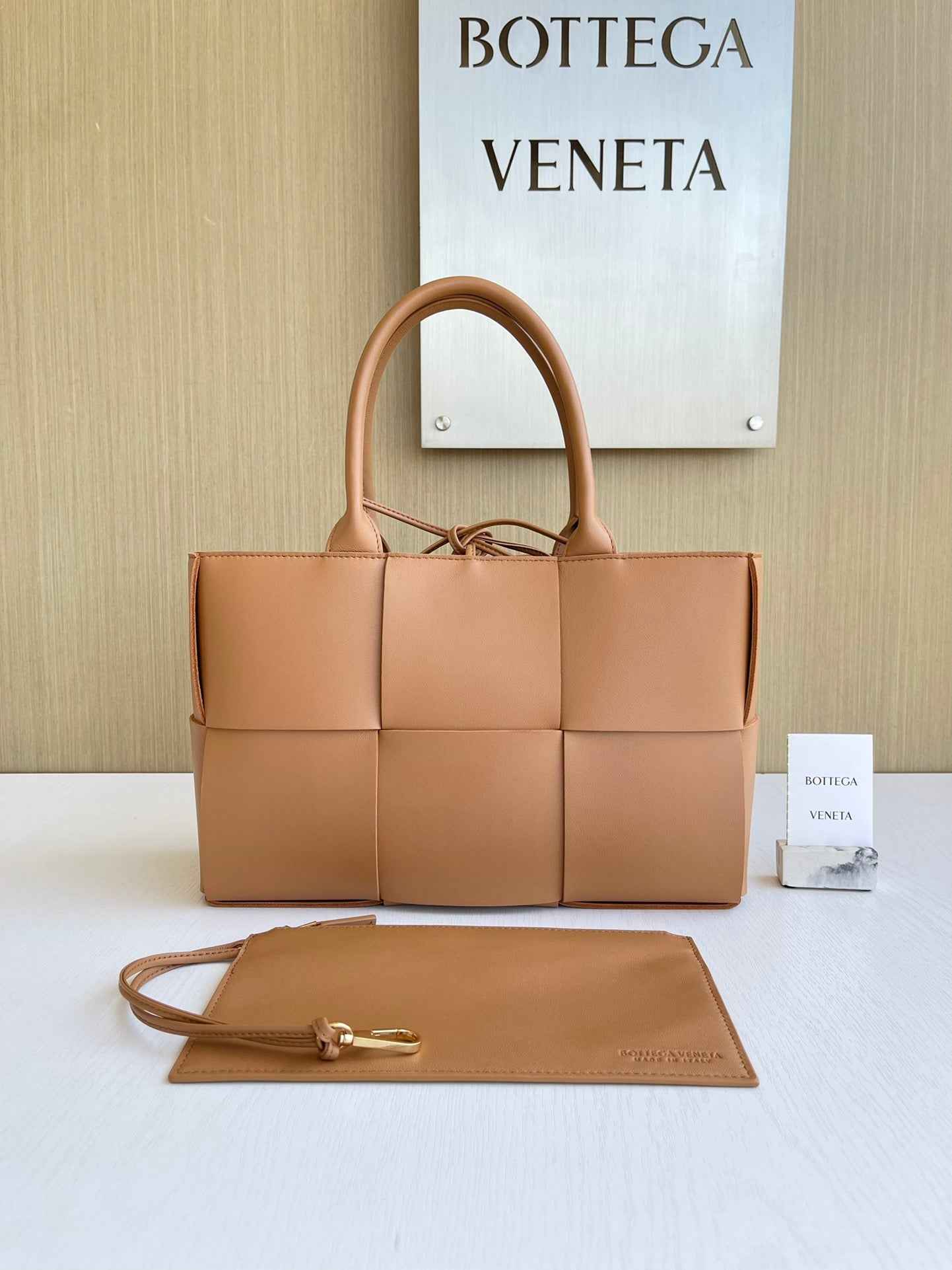 Bottega Veneta Small Arco Tote Bag 652867 Calfskin Tan