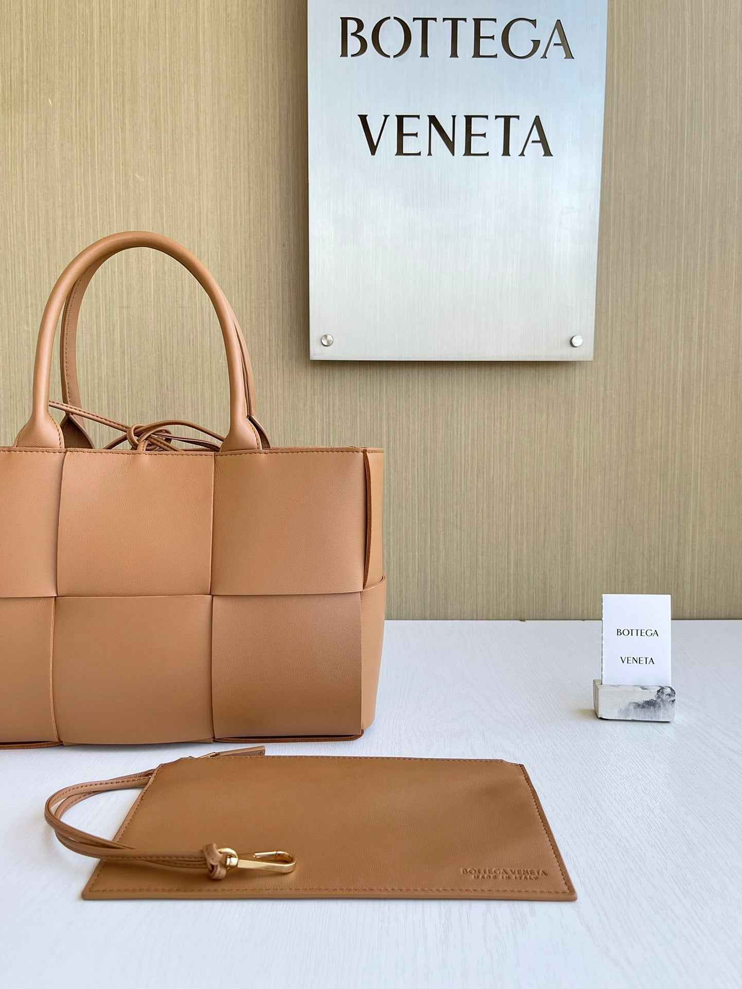 Bottega Veneta Small Arco Tote Bag 652867 Calfskin Tan