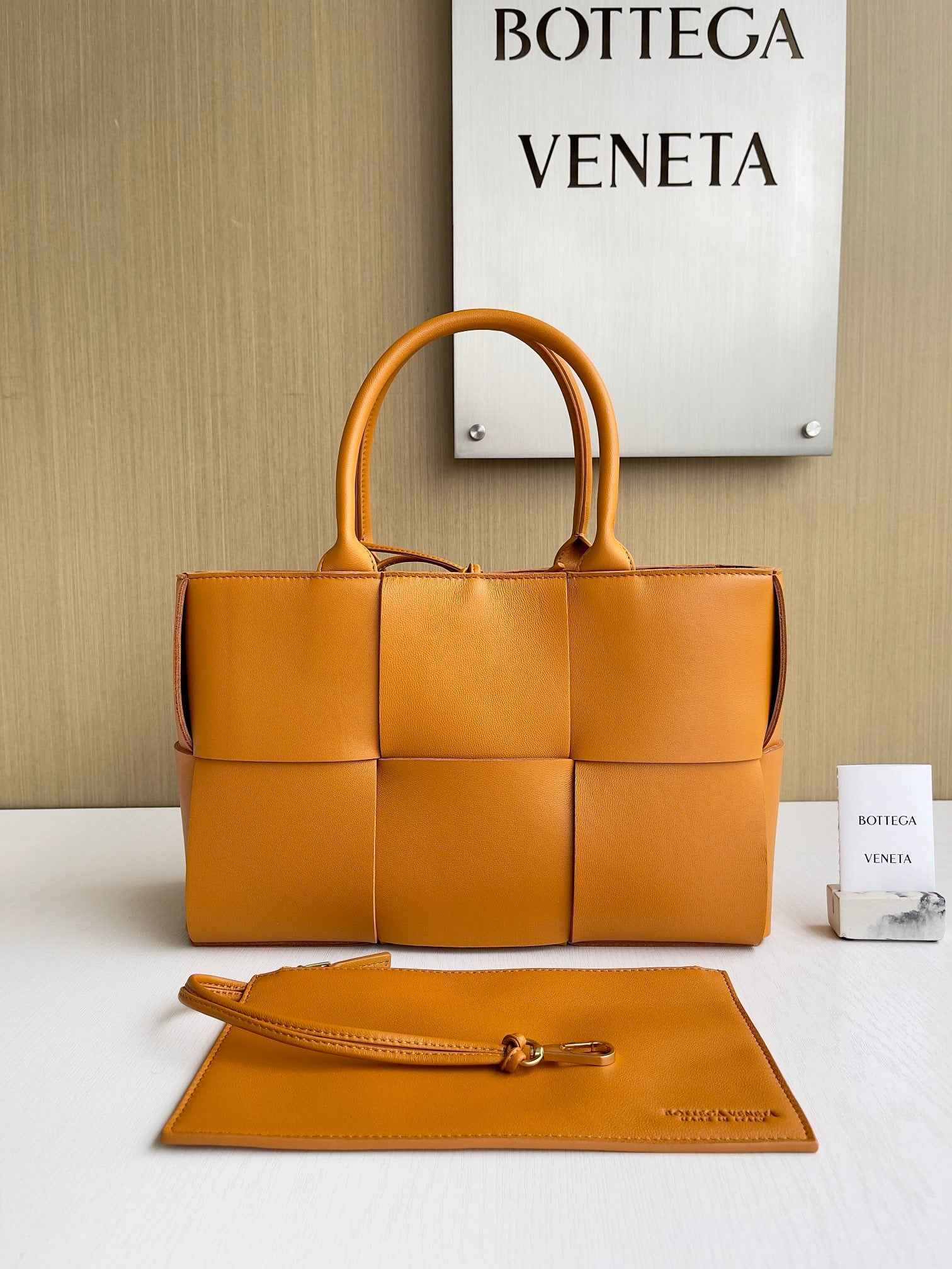 Bottega Veneta Small Arco Tote Bag 652867 Calfskin Orange
