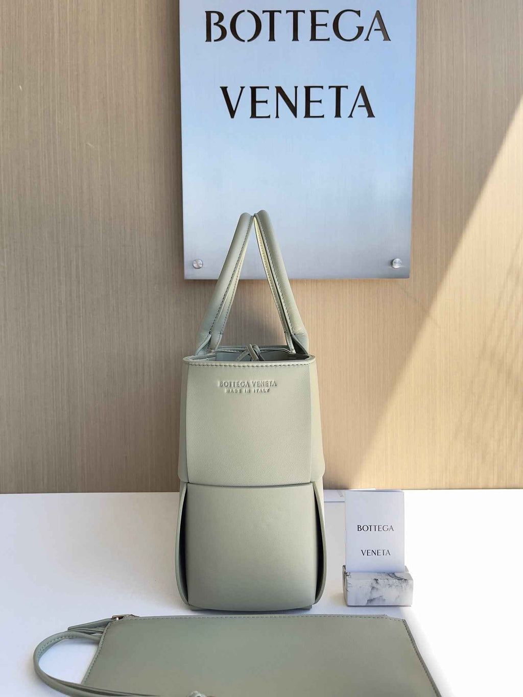 Bottega Veneta Small Arco Tote Bag 652867 Calfskin Light Green