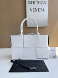Bottega Veneta Small Arco Tote Bag 652867 Lambskin White Black