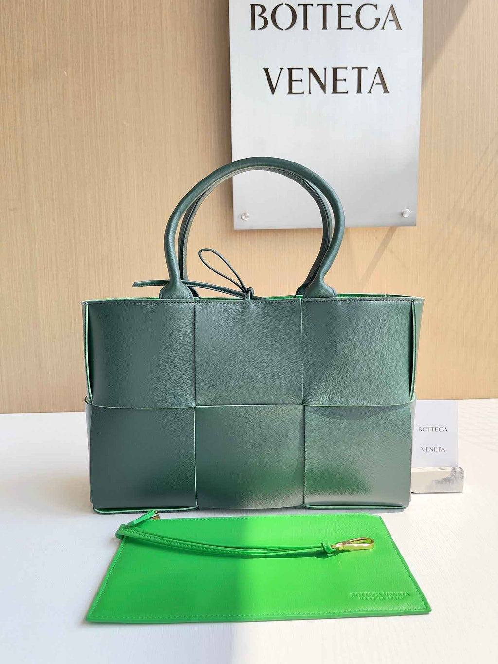 Bottega Veneta Small Arco Tote Bag 652867 Lambskin Dark Green