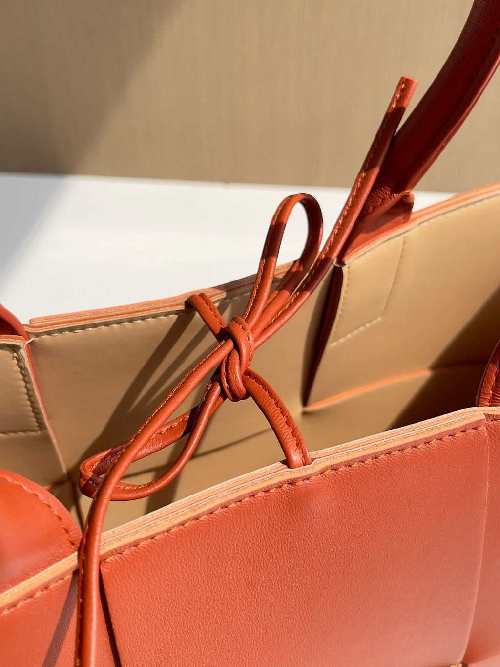 Bottega Veneta Small Arco Tote Bag 652867 Lambskin Orange