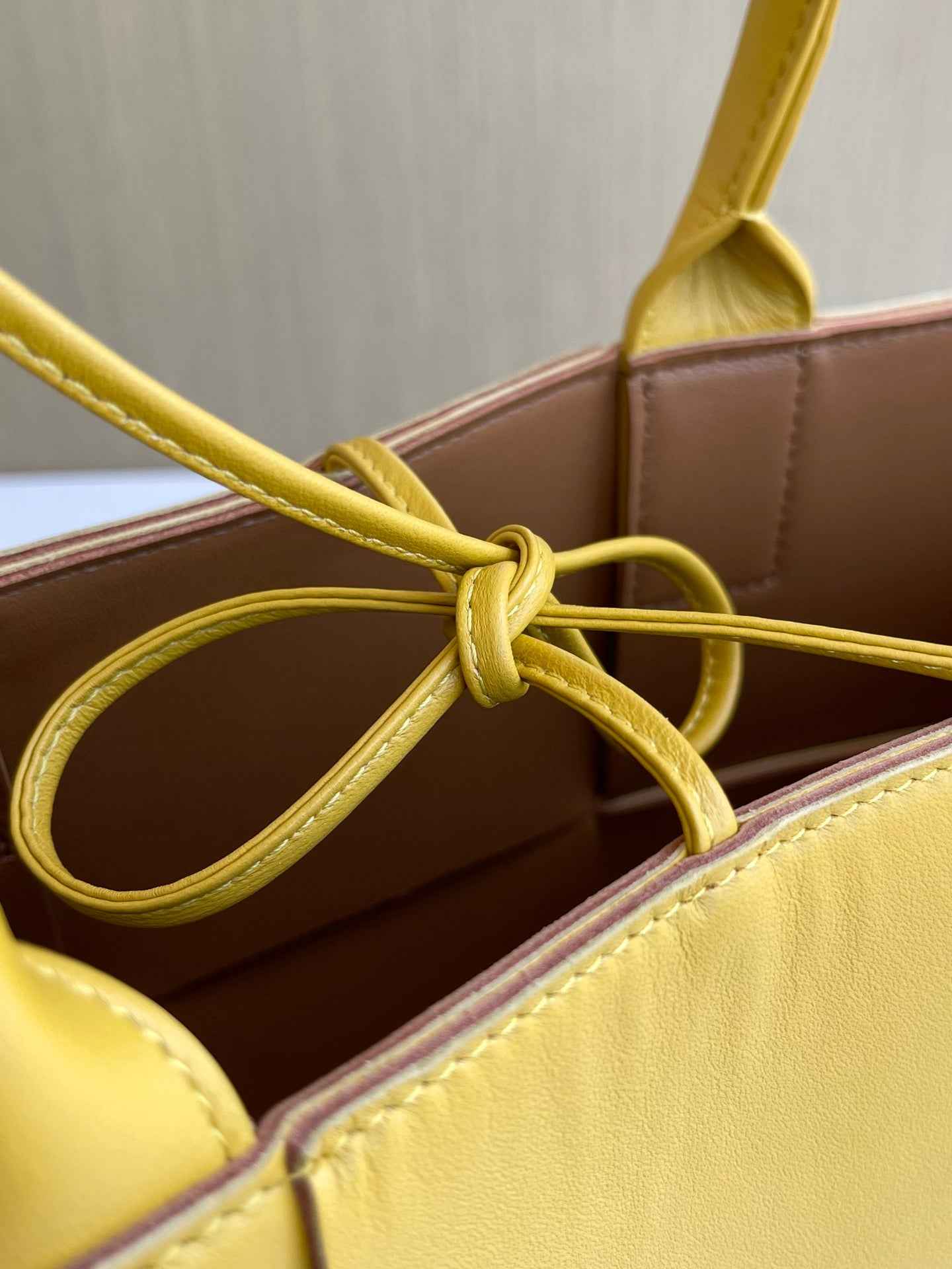 Bottega Veneta Small Arco Tote Bag 652867 Lambskin Yellow Tan