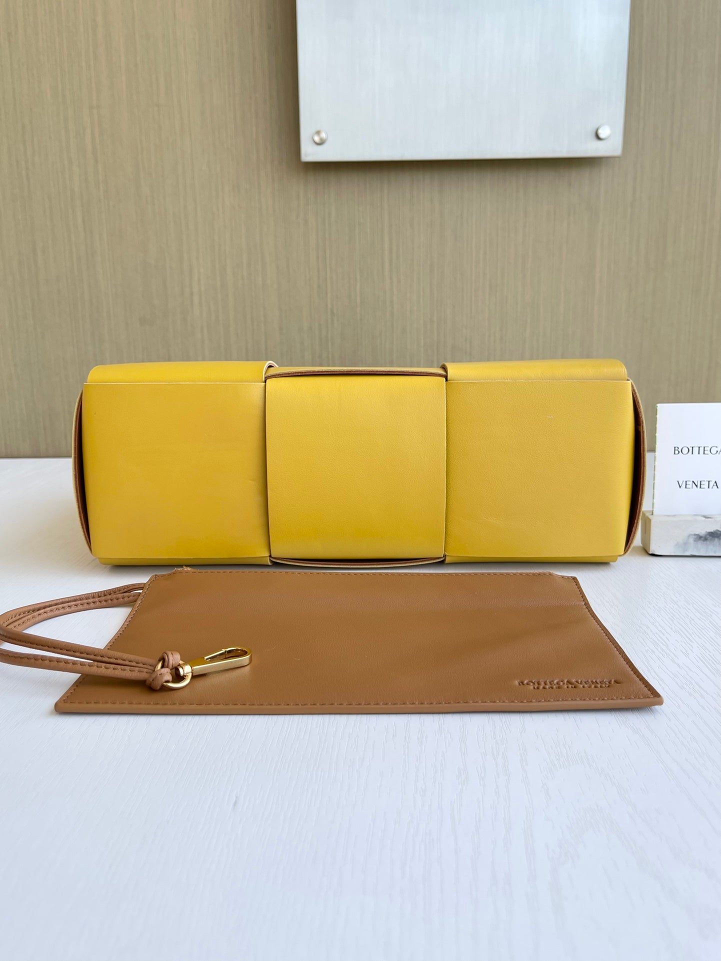 Bottega Veneta Small Arco Tote Bag 652867 Lambskin Yellow Tan