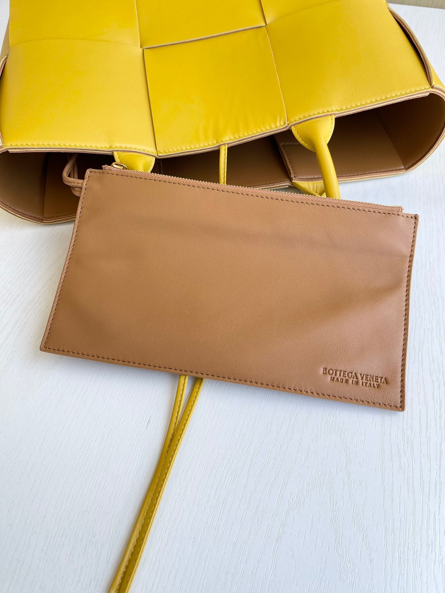 Bottega Veneta Small Arco Tote Bag 652867 Lambskin Yellow Tan