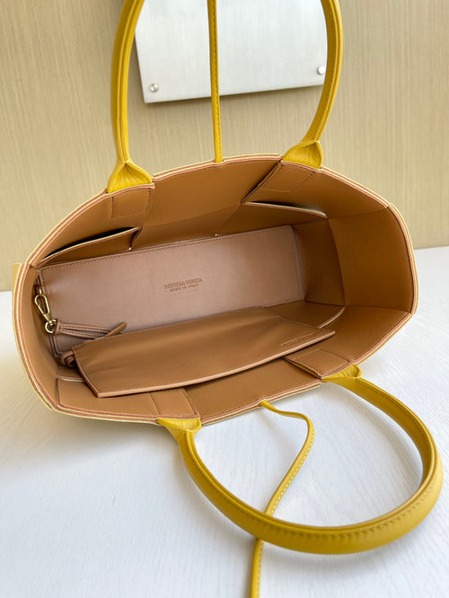 Bottega Veneta Small Arco Tote Bag 652867 Lambskin Yellow Tan
