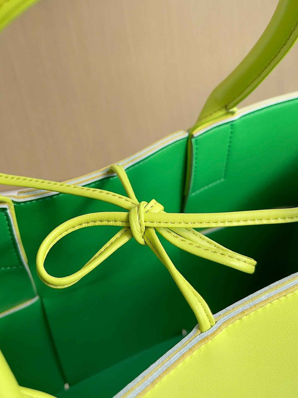 Bottega Veneta Small Arco Tote Bag 652867 Lambskin Yellow Green