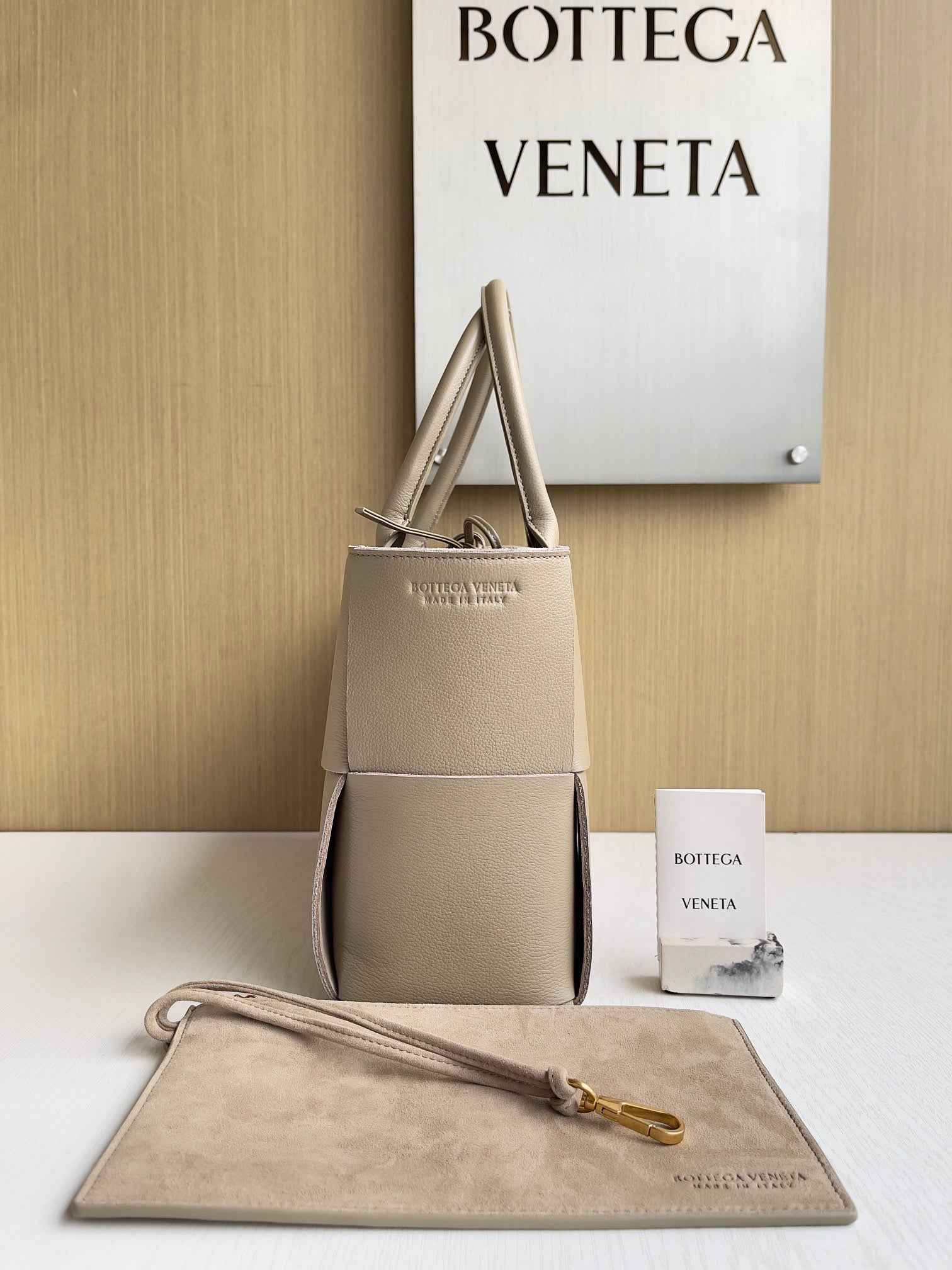 Bottega Veneta Small Arco Tote Bag 652867 Khaki Calfskin