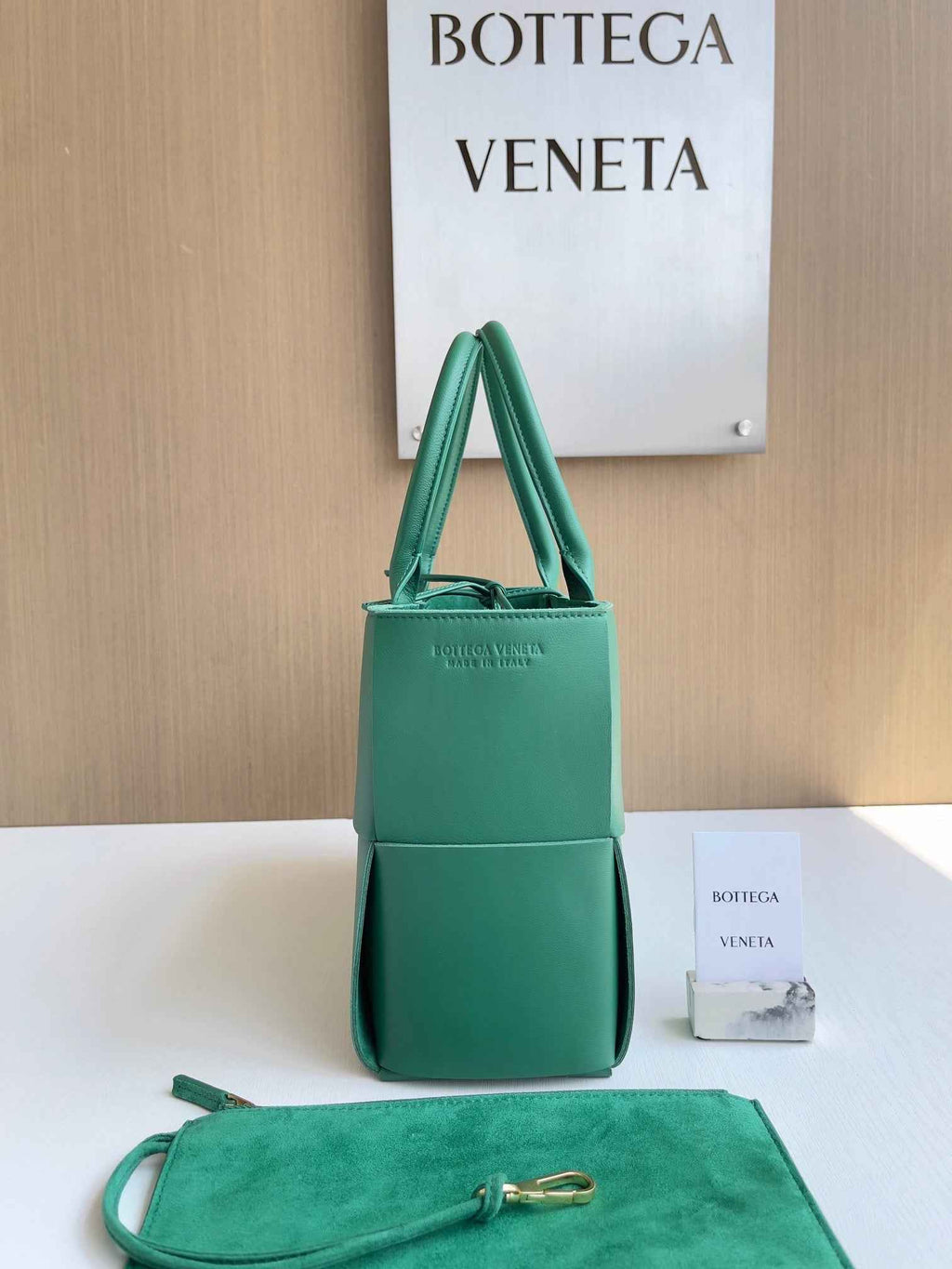 Bottega Veneta Small Arco Tote Bag 652867 Green Calfskin