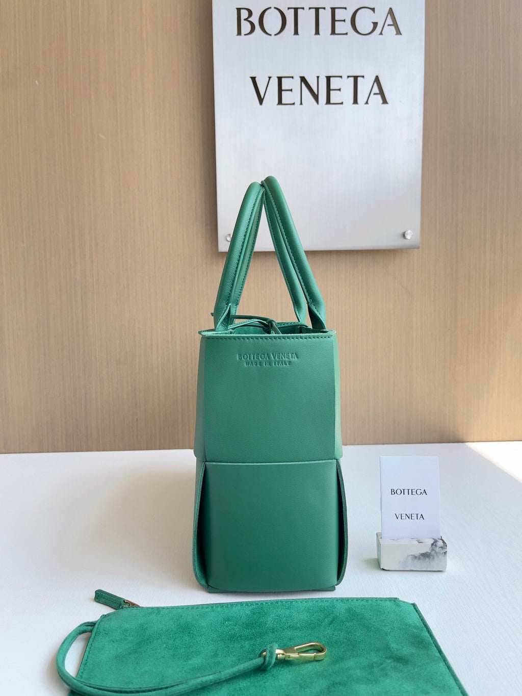 Bottega Veneta Small Arco Tote Bag 652867 Green Calfskin