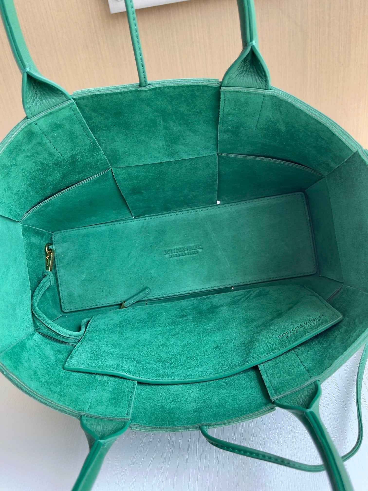 Bottega Veneta Small Arco Tote Bag 652867 Green Calfskin