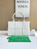 Bottega Veneta Small Arco Tote Bag 652867 White Green Calfskin