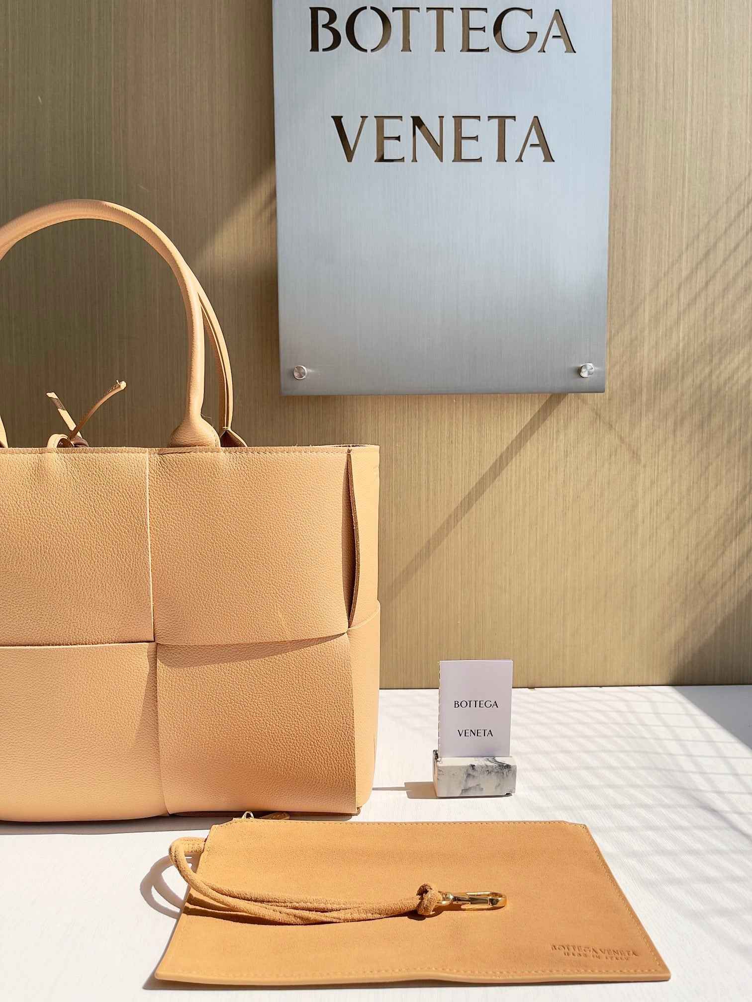 Bottega Veneta Small Arco Tote Bag 652867 Tan Calfskin