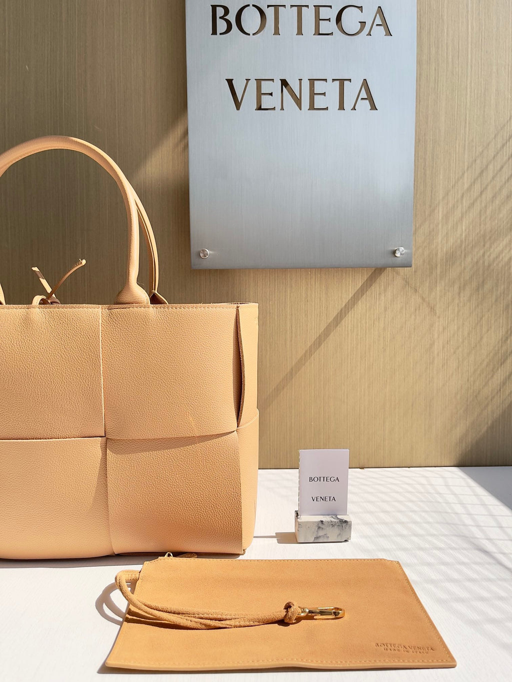 Bottega Veneta Small Arco Tote Bag 652867 Tan Calfskin