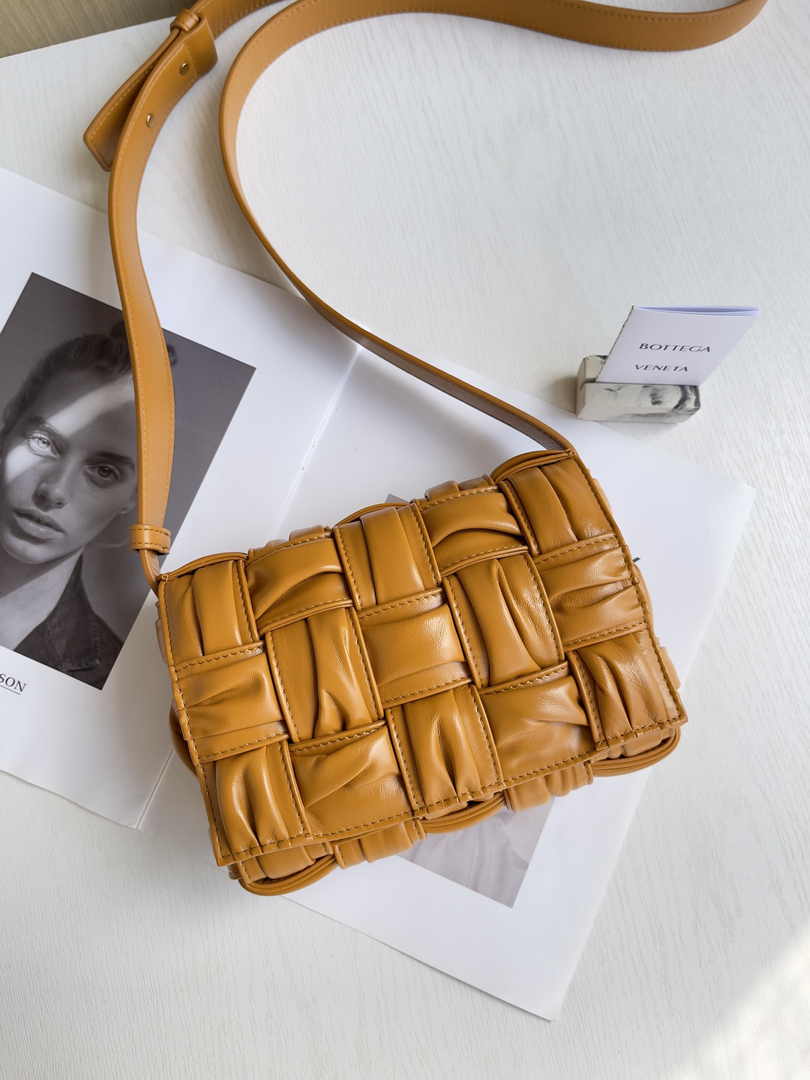 Bottega Veneta Small Cassette Bag 736253 Calfskin Brown