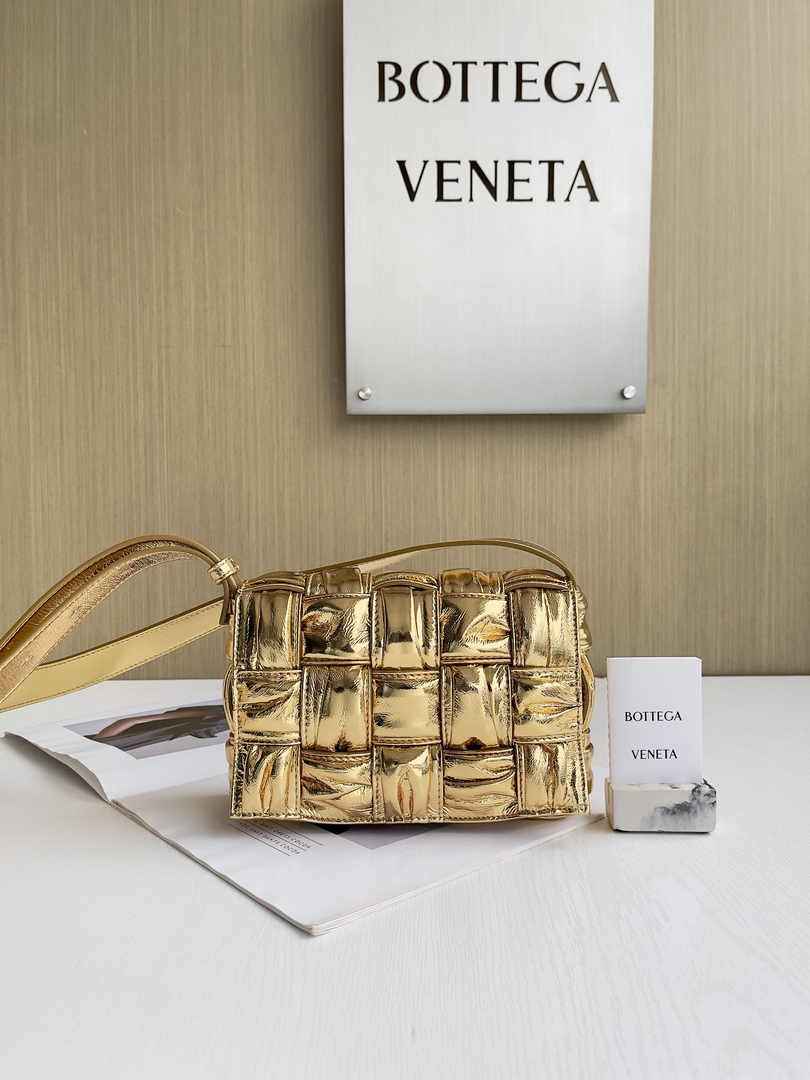 Bottega Veneta Small Cassette Bag 736253 Calfskin Gold