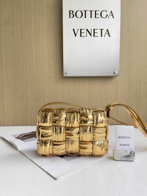Bottega Veneta Small Cassette Bag 736253 Calfskin Gold