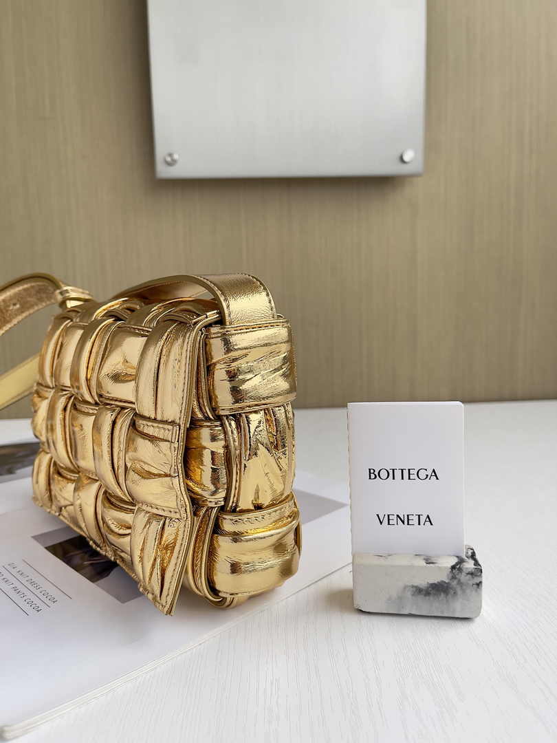 Bottega Veneta Small Cassette Bag 736253 Calfskin Gold