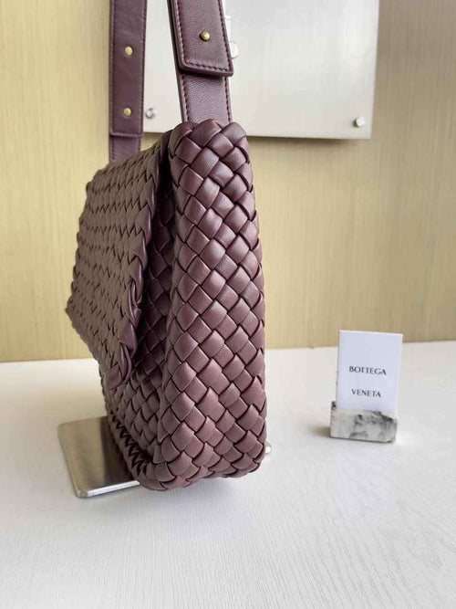 Bottega Veneta Small Cobble Shoulder Bag 709418 Lambskin Wine Red