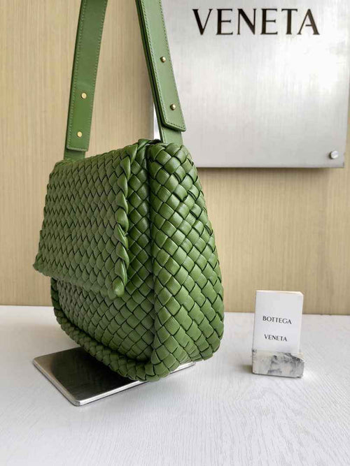 Bottega Veneta Small Cobble Shoulder Bag 709418 Lambskin Green