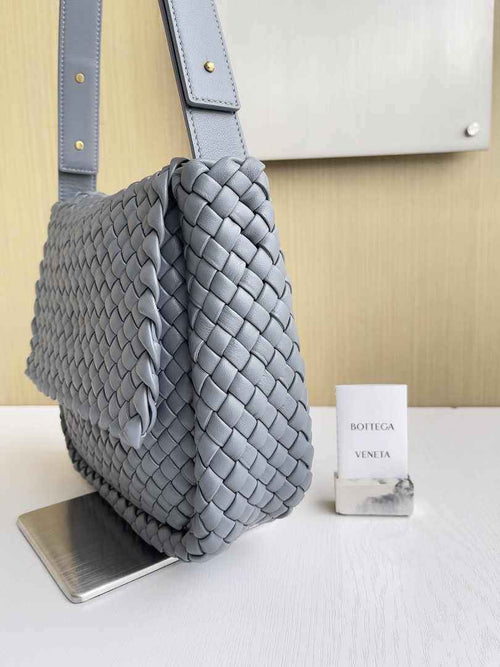 Bottega Veneta Small Cobble Shoulder Bag 709418 Lambskin Gray