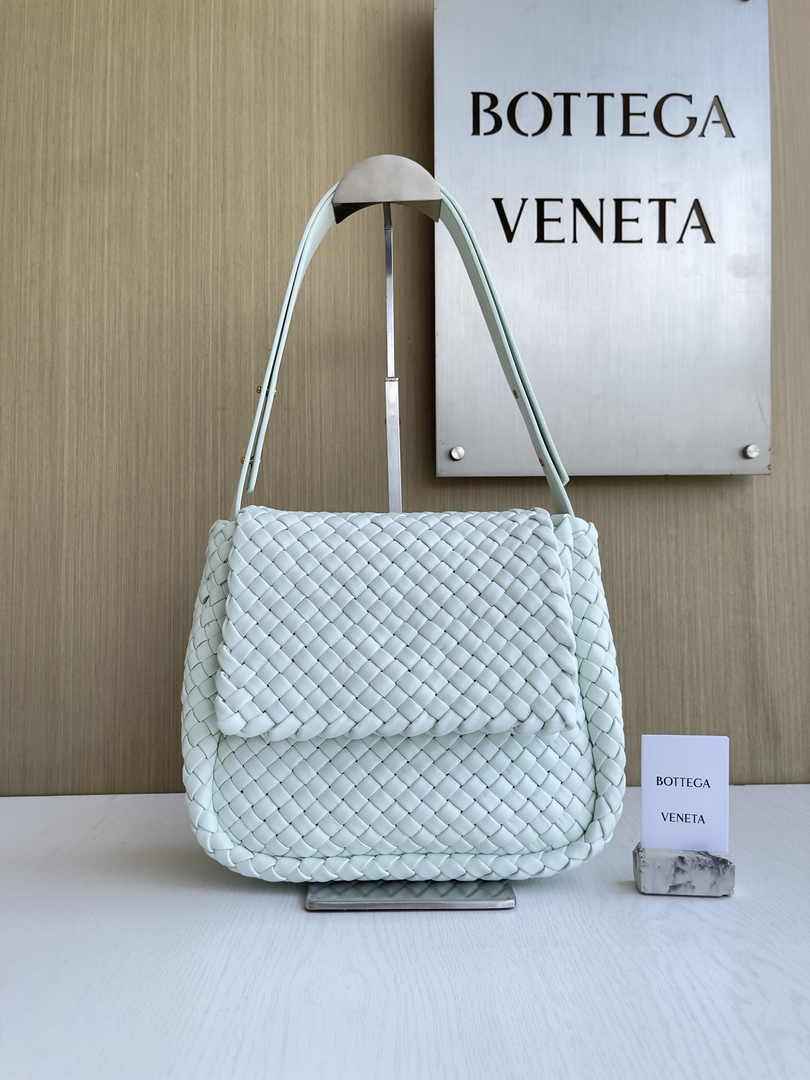 Bottega Veneta Small Cobble Shoulder Bag 709418 Lambskin Light Blue
