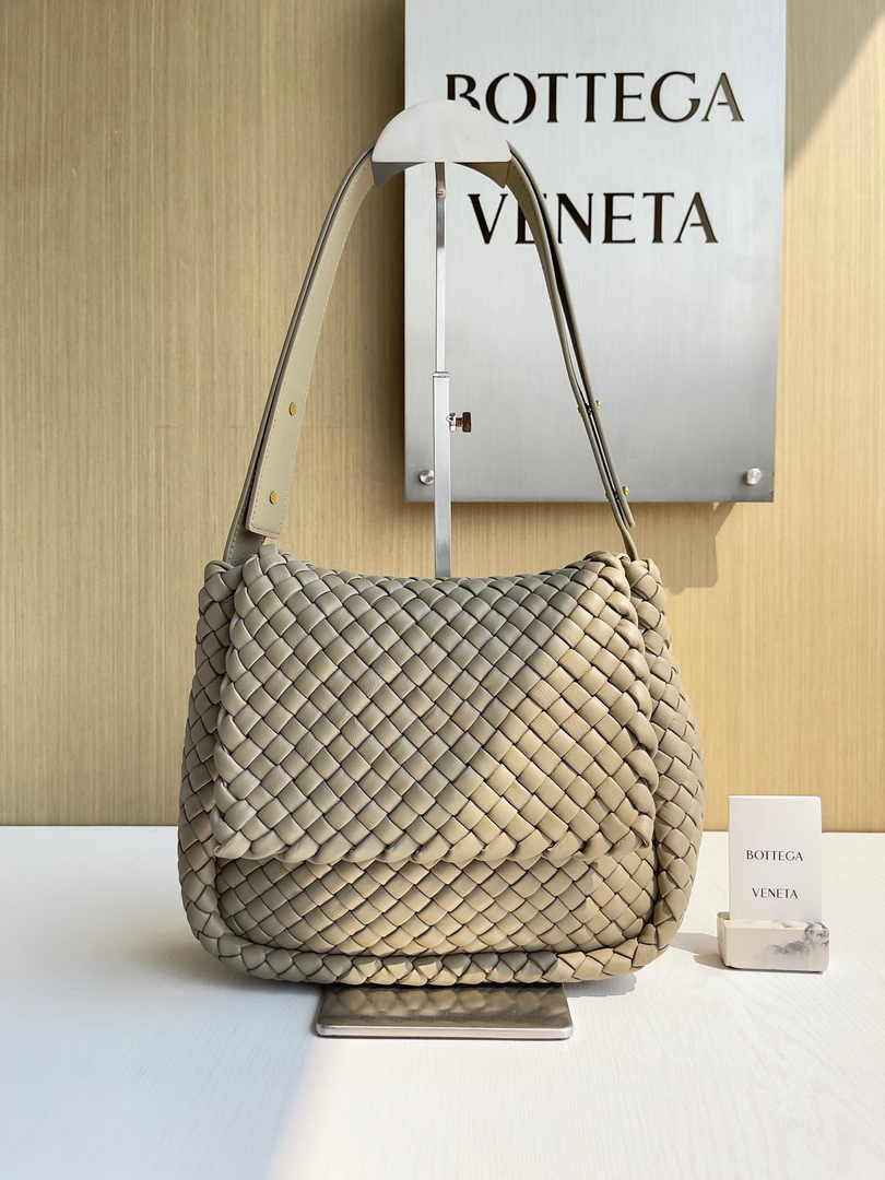 Bottega Veneta Small Cobble Shoulder Bag 709418 Lambskin Dark Gray