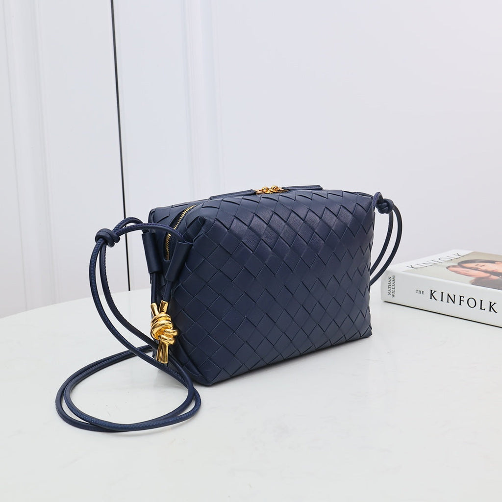 Bottega Veneta Small Loop Camera Bag 723548 Navy Blue leather