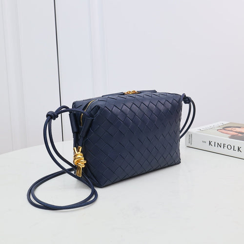Bottega Veneta Small Loop Camera Bag 723548 Navy Blue leather