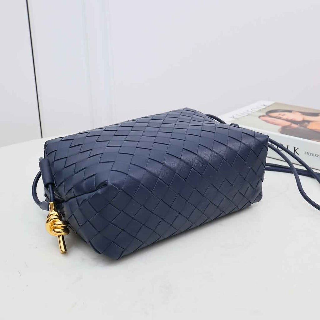 Bottega Veneta Small Loop Camera Bag 723548 Navy Blue leather