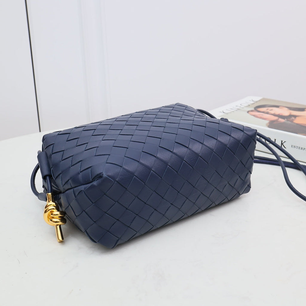 Bottega Veneta Small Loop Camera Bag 723548 Navy Blue leather