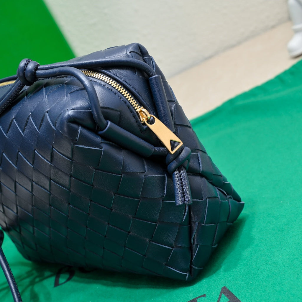 Bottega Veneta Small Loop Camera Bag 723548 Navy Blue Intrecciato leather