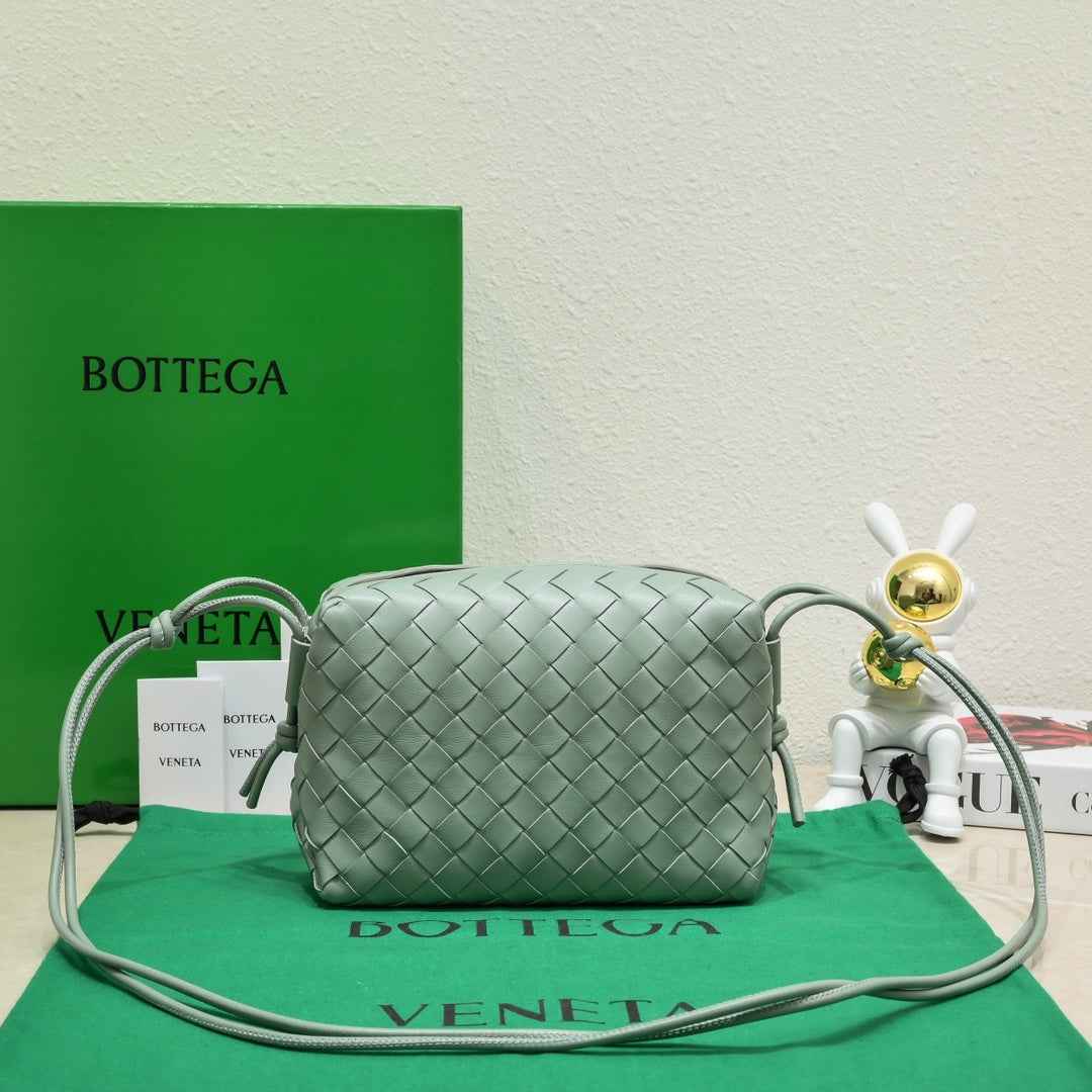 Bottega Veneta Small Loop Camera Bag 723548 Light Green Intrecciato leather
