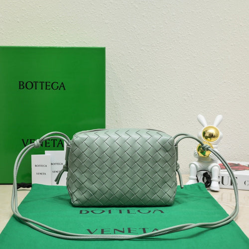 Bottega Veneta Small Loop Camera Bag 723548 Light Green Intrecciato leather