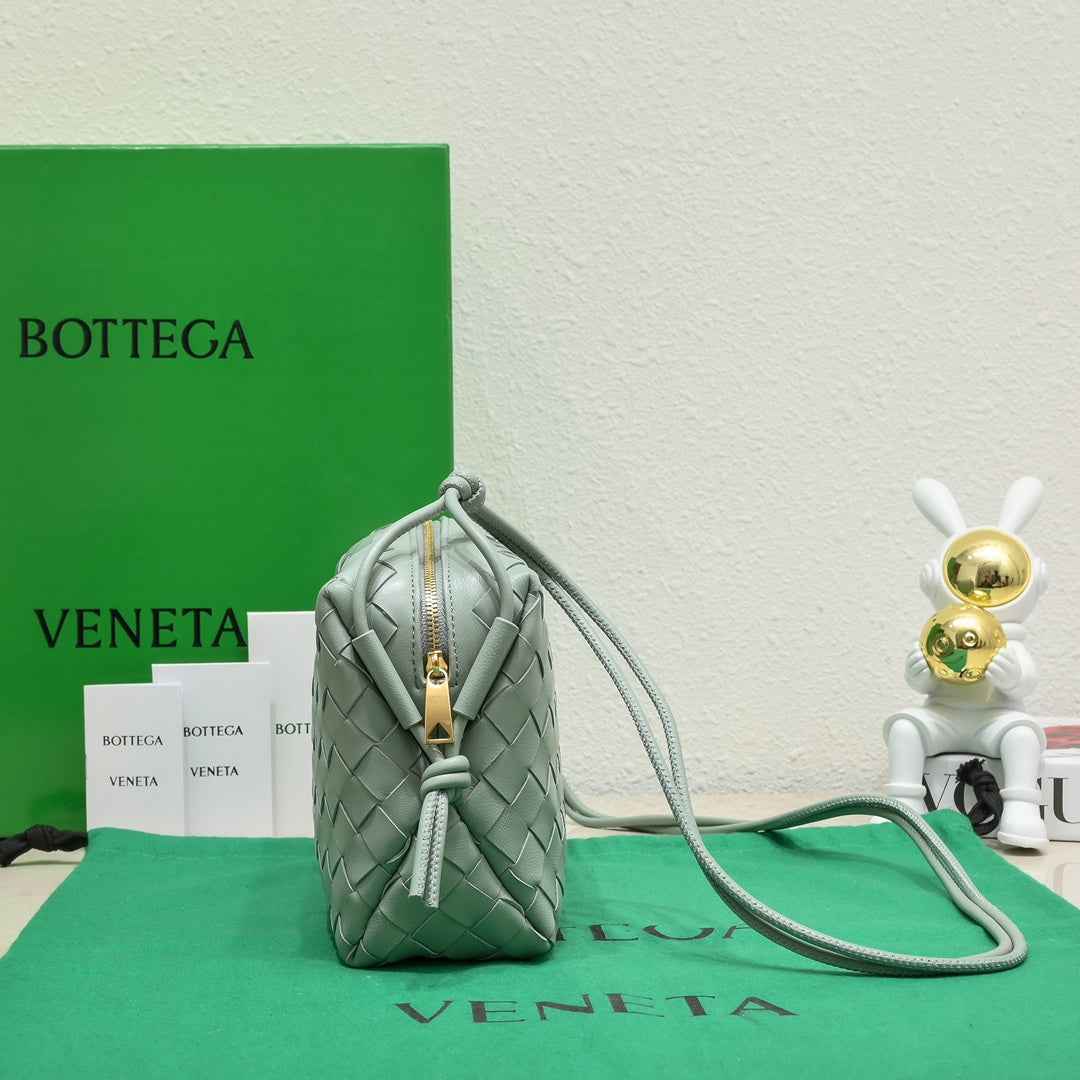 Bottega Veneta Small Loop Camera Bag 723548 Light Green Intrecciato leather