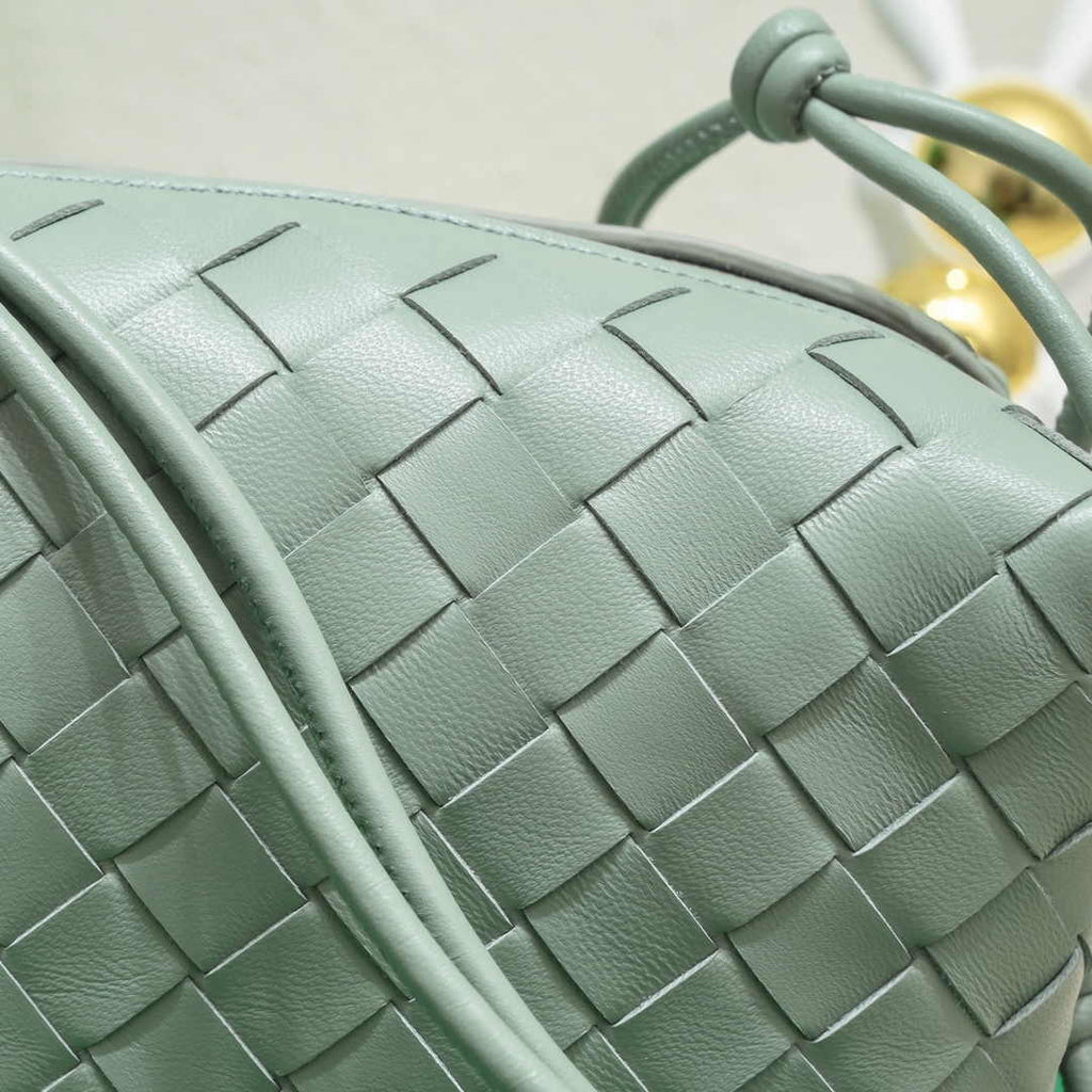 Bottega Veneta Small Loop Camera Bag 723548 Light Green Intrecciato leather