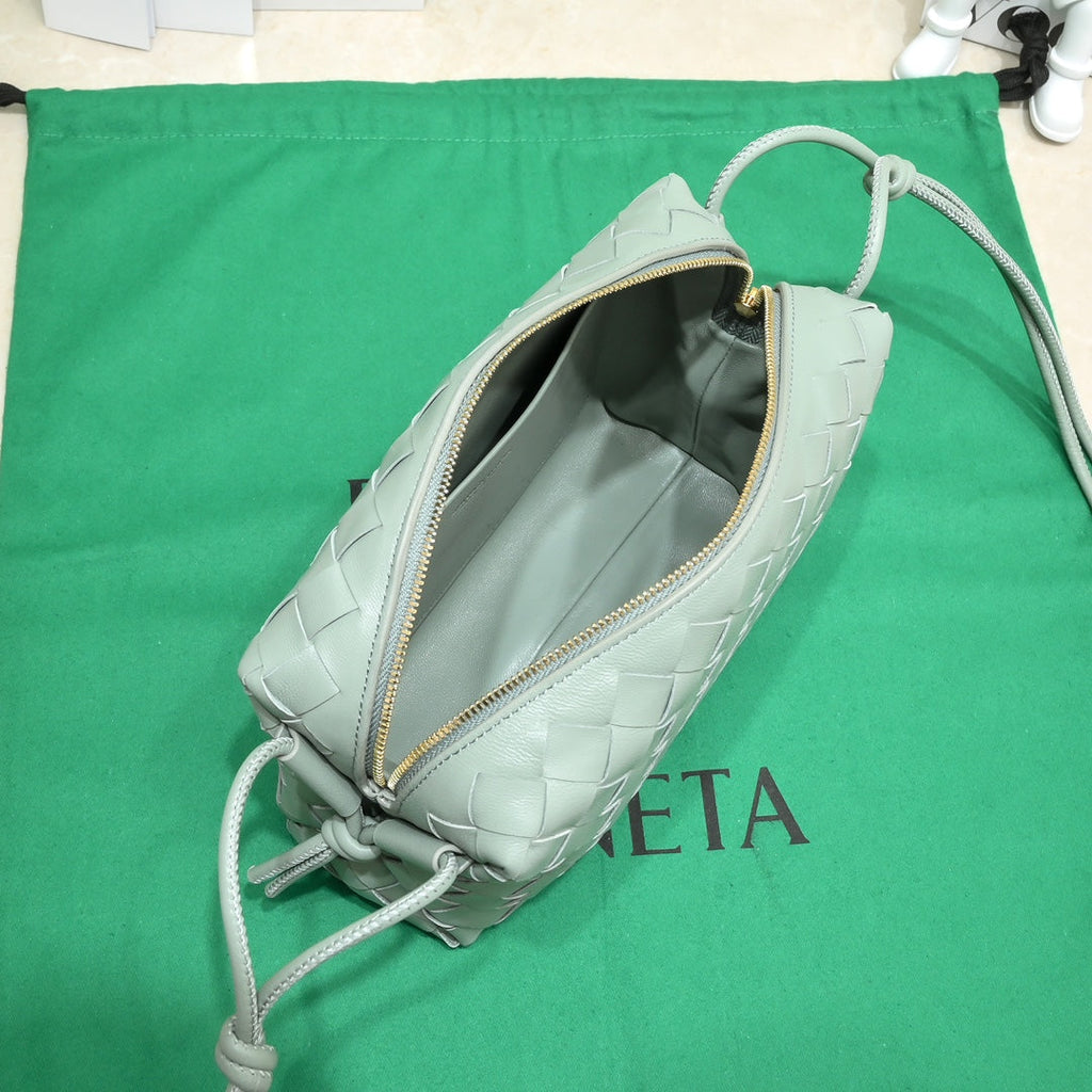 Bottega Veneta Small Loop Camera Bag 723548 Light Green Intrecciato leather