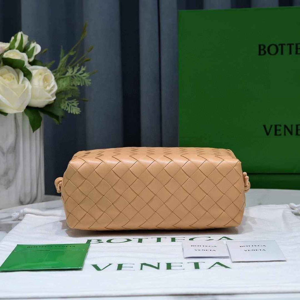 Bottega Veneta Small Loop Camera Bag 723548 Apricot Intrecciato leather