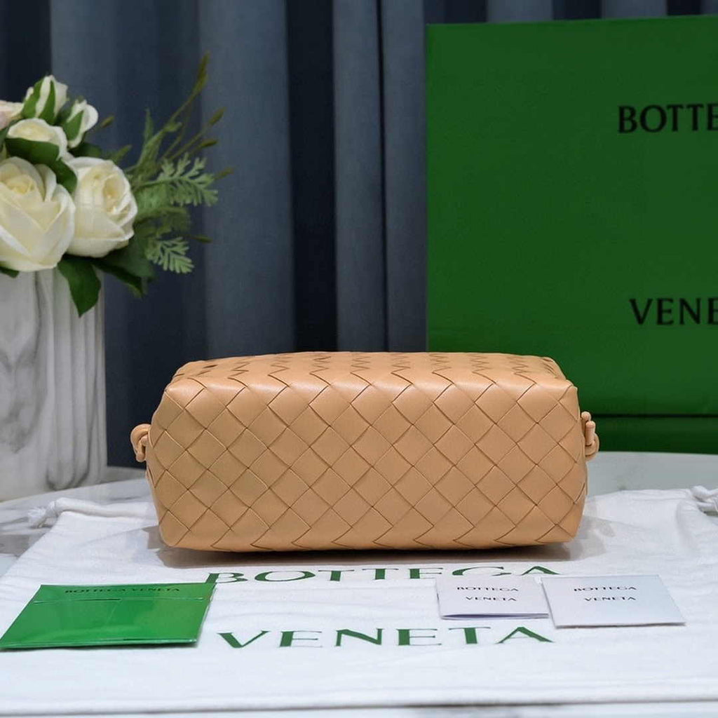 Bottega Veneta Small Loop Camera Bag 723548 Apricot Intrecciato leather
