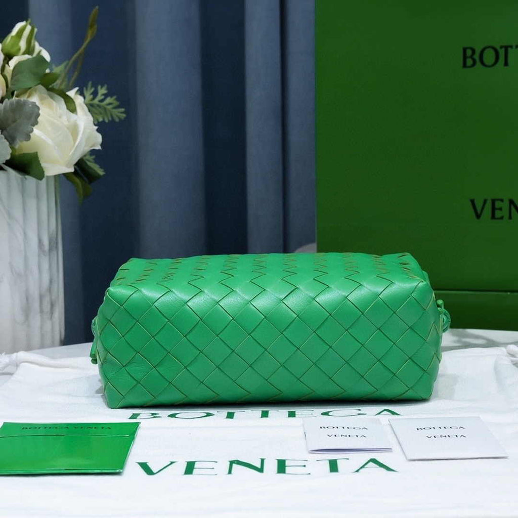 Bottega Veneta Small Loop Camera Bag 723548 Green Intrecciato leather