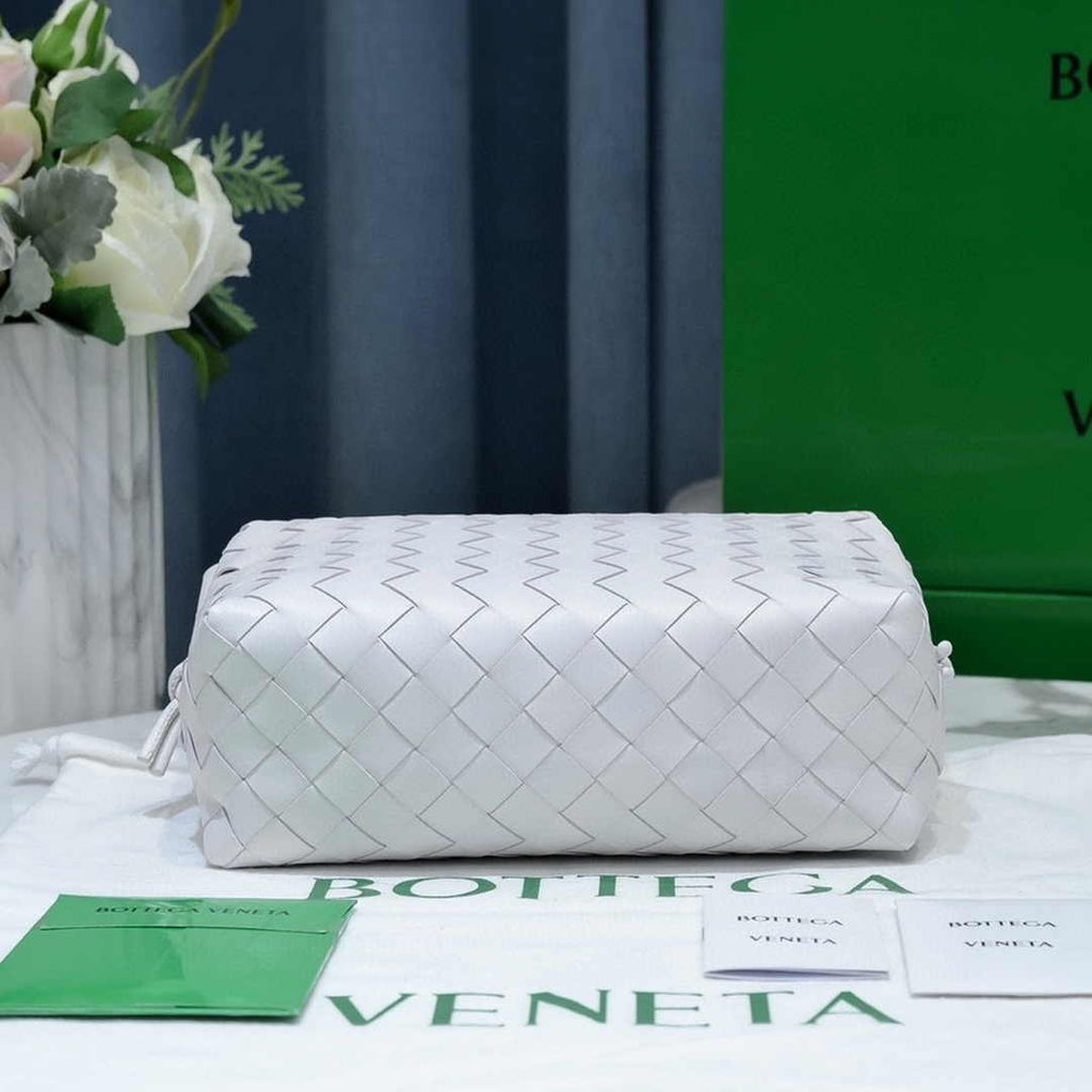 Bottega Veneta Small Loop Camera Bag 723548 White Intrecciato leather