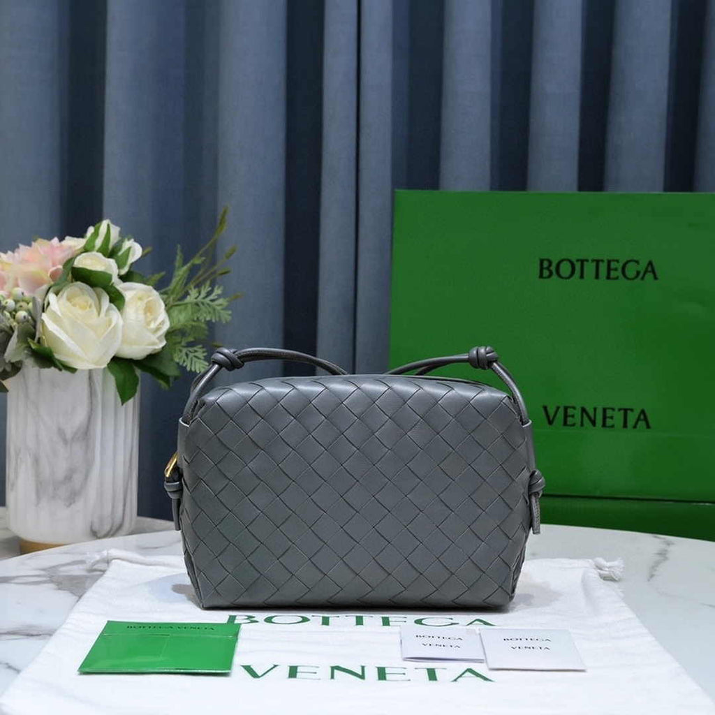 Bottega Veneta Small Loop Camera Bag 723548 Gray Intrecciato leather