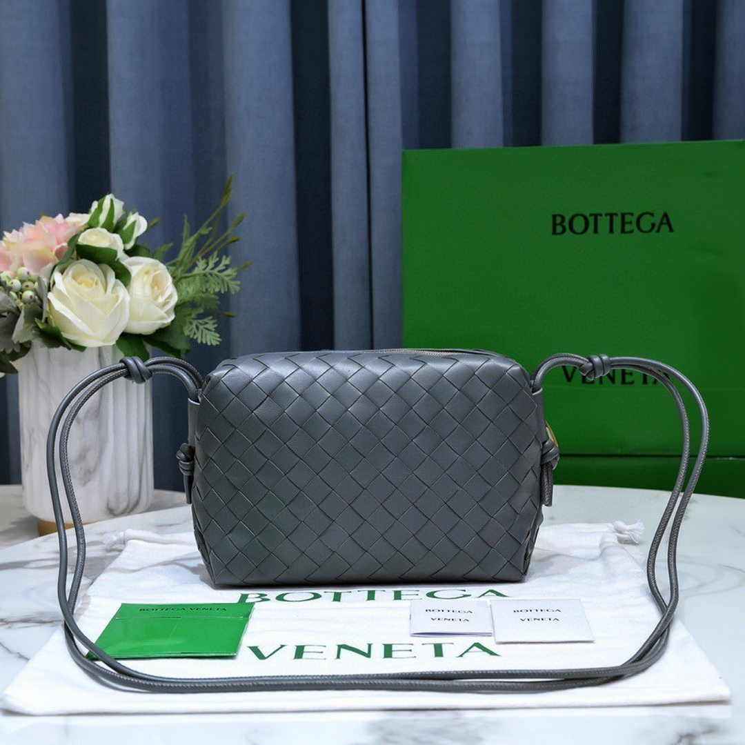Bottega Veneta Small Loop Camera Bag 723548 Gray Intrecciato leather