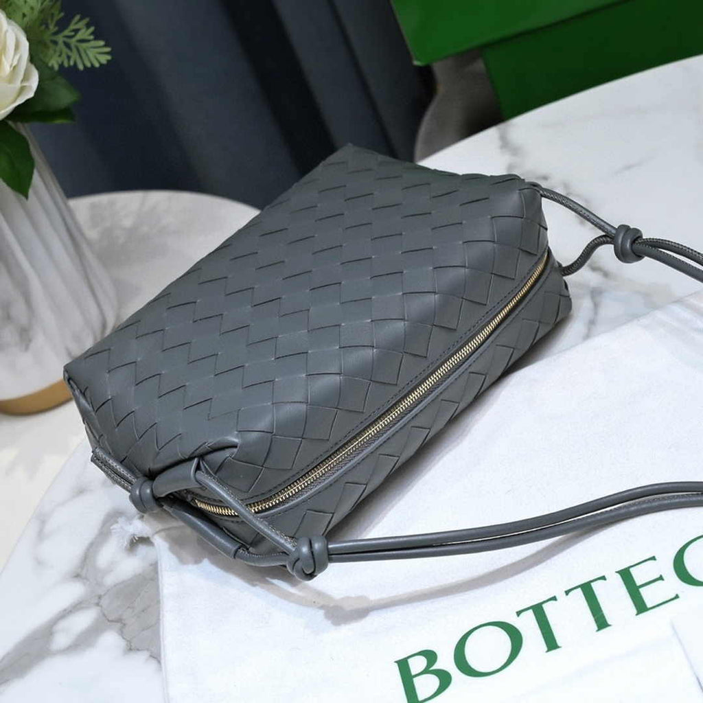 Bottega Veneta Small Loop Camera Bag 723548 Gray Intrecciato leather