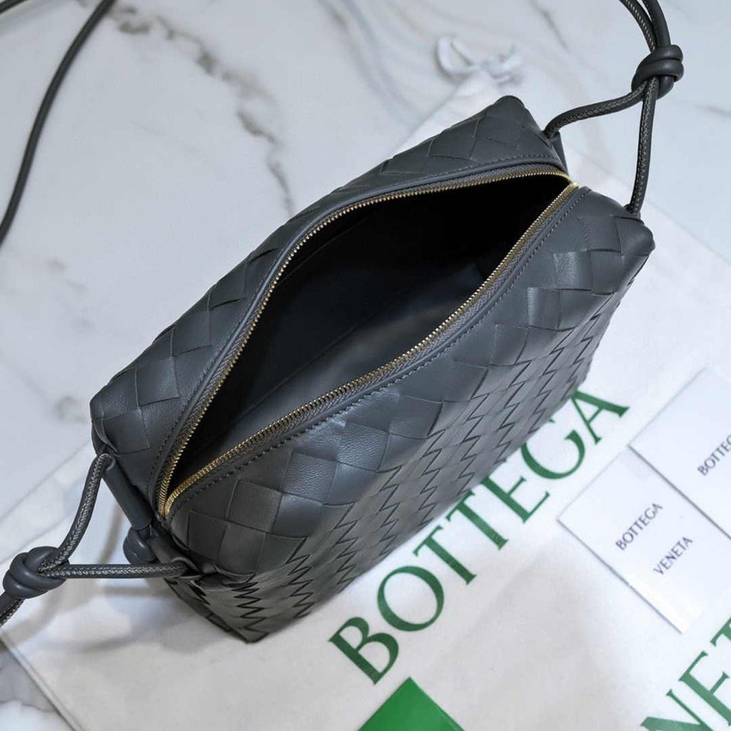 Bottega Veneta Small Loop Camera Bag 723548 Gray Intrecciato leather